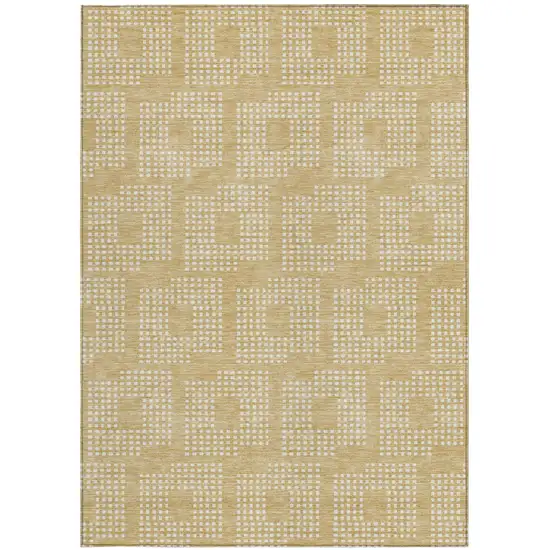 Gold And Ivory Geometric Washable Indoor Outdoor Area Rug Photo 5
