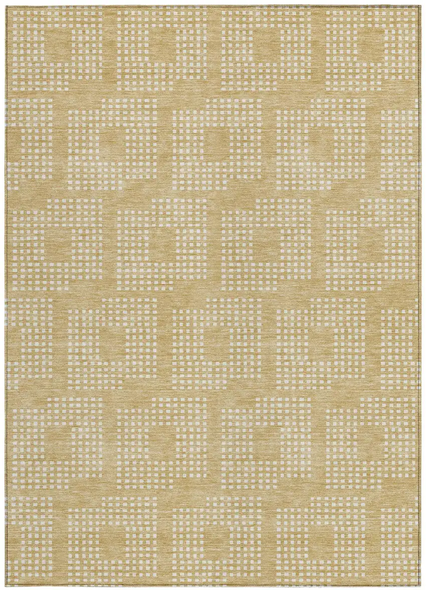 Gold And Ivory Geometric Washable Indoor Outdoor Area Rug Photo 5