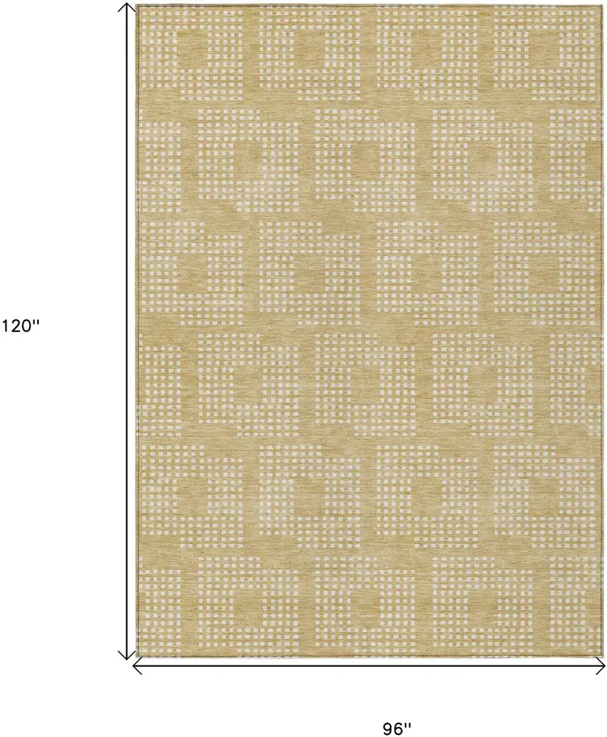 Gold And Ivory Geometric Washable Indoor Outdoor Area Rug Photo 3