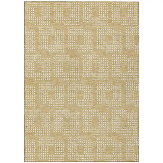 Gold And Ivory Geometric Washable Indoor Outdoor Area Rug Photo 2