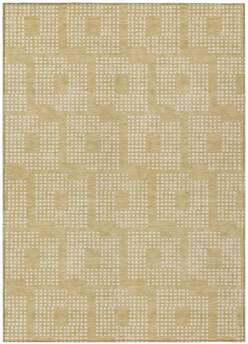 Gold And Ivory Geometric Washable Indoor Outdoor Area Rug Photo 2
