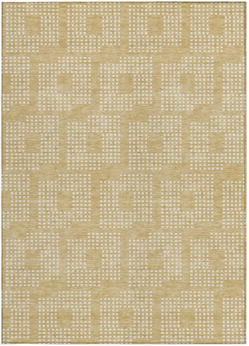 Gold And Ivory Geometric Washable Indoor Outdoor Area Rug Photo 6