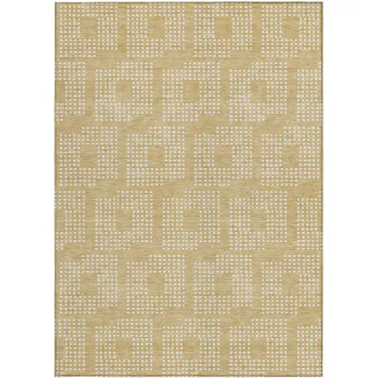 Gold And Ivory Geometric Washable Indoor Outdoor Area Rug Photo 6