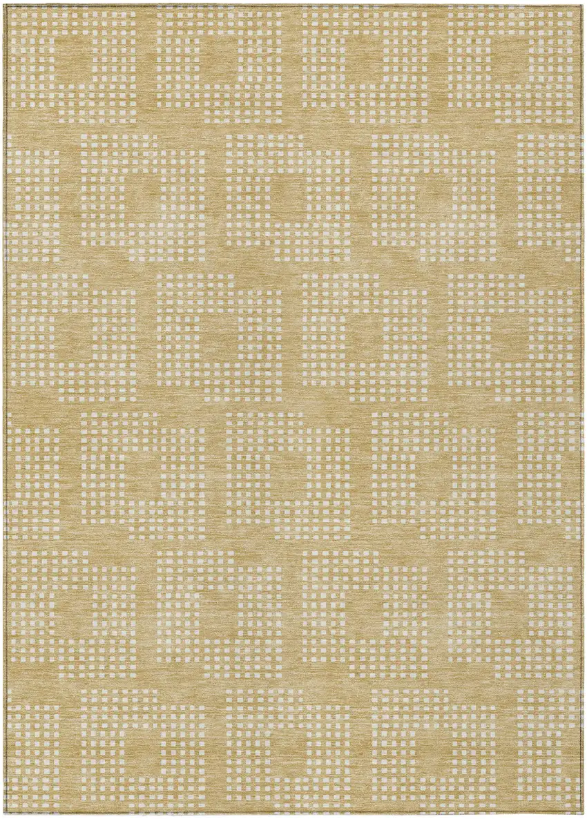 Gold And Ivory Geometric Washable Indoor Outdoor Area Rug Photo 2
