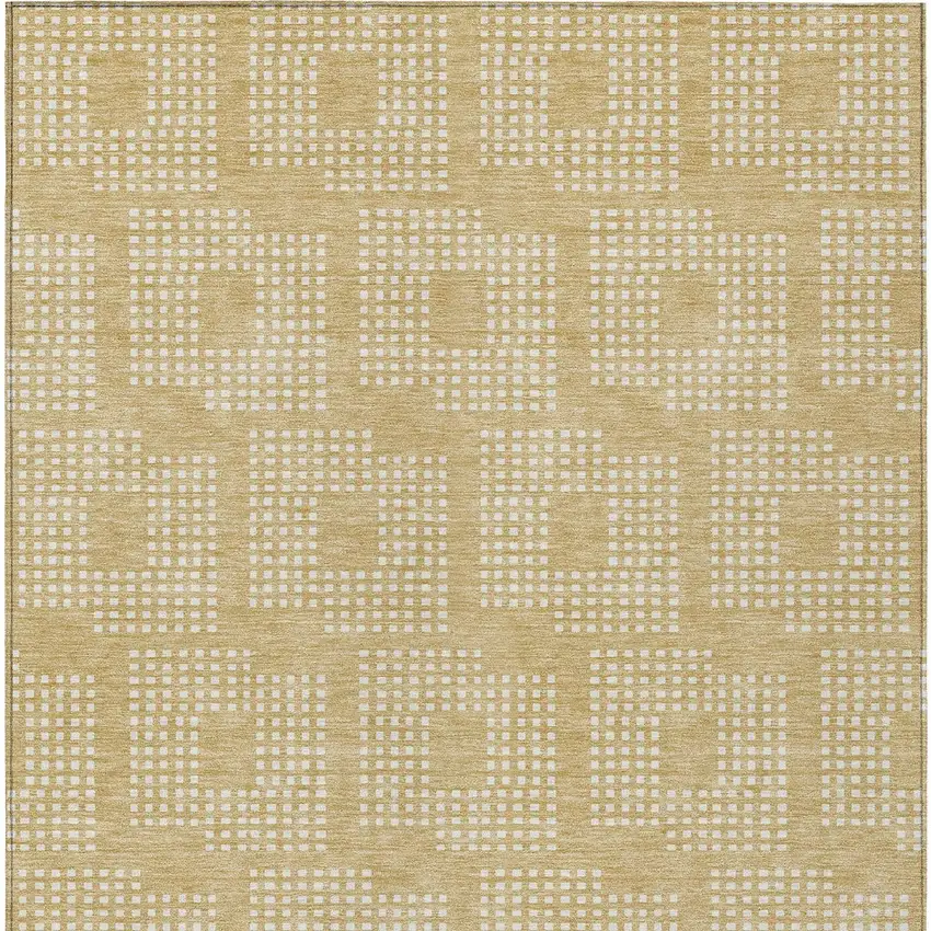 Gold And Ivory Geometric Washable Indoor Outdoor Area Rug Photo 6