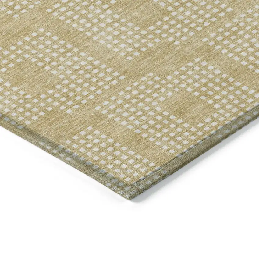 Gold And Ivory Geometric Washable Indoor Outdoor Area Rug Photo 5