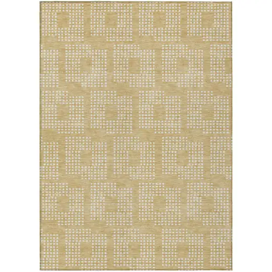 Gold And Ivory Geometric Washable Indoor Outdoor Area Rug Photo 2