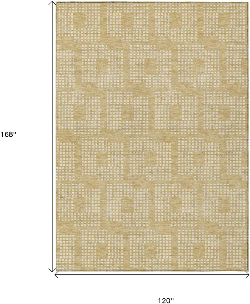 Gold And Ivory Geometric Washable Indoor Outdoor Area Rug Photo 3