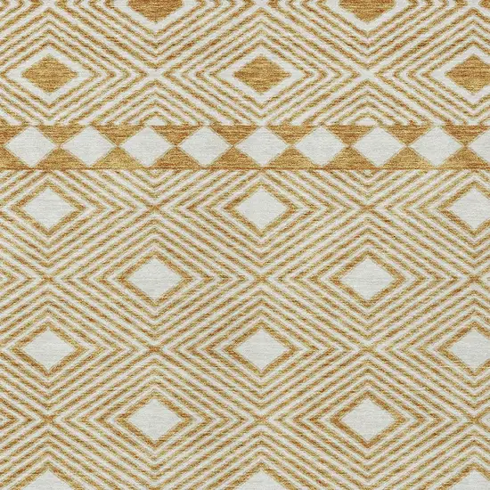 Gold And Ivory Geometric Washable Indoor Outdoor Area Rug Photo 6