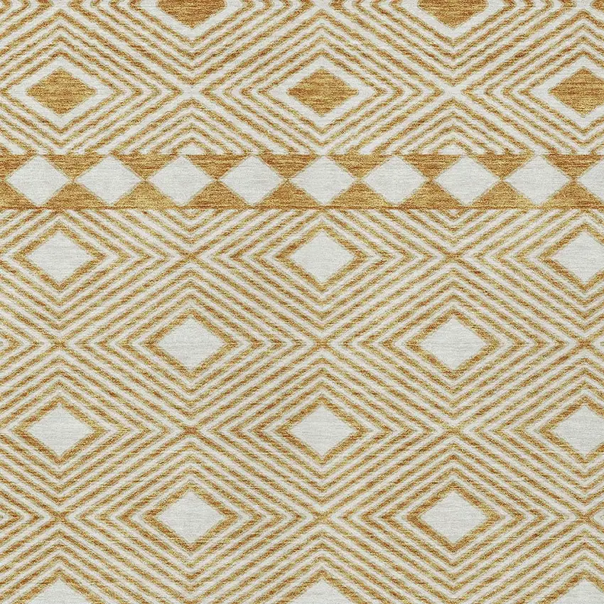 Gold And Ivory Geometric Washable Indoor Outdoor Area Rug Photo 6