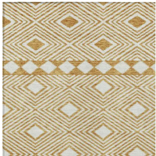 Gold And Ivory Geometric Washable Indoor Outdoor Area Rug Photo 6
