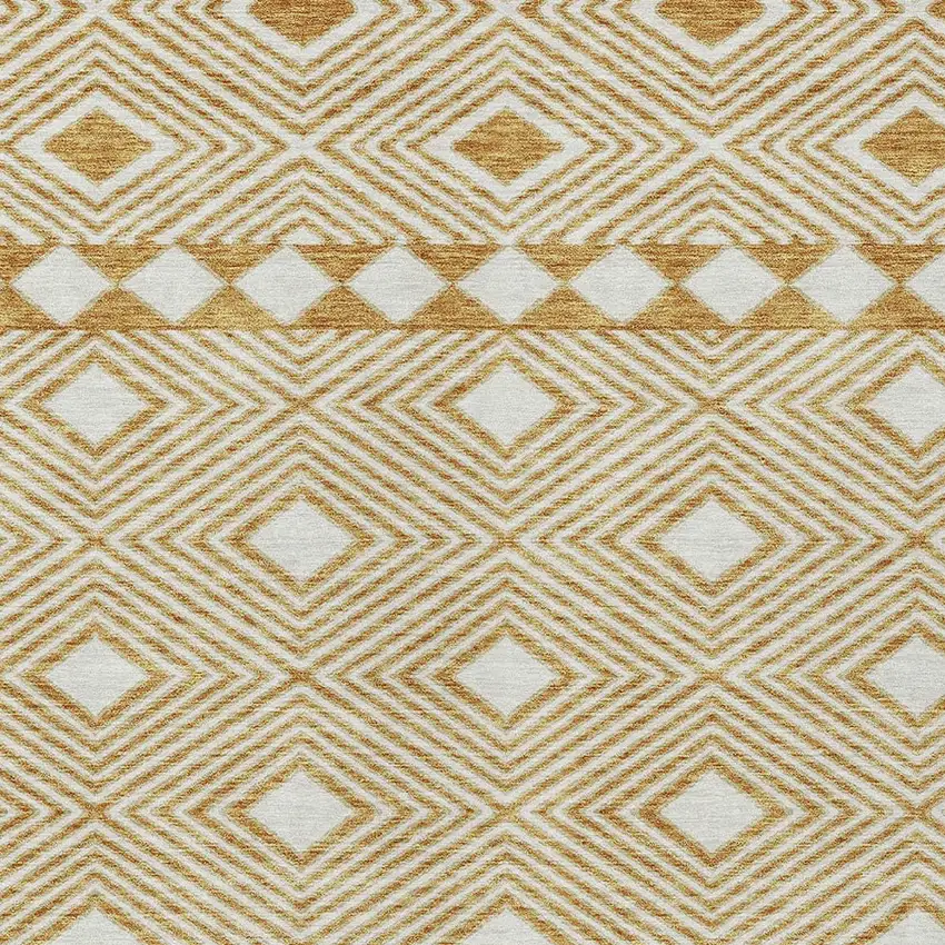 Gold And Ivory Geometric Washable Indoor Outdoor Area Rug Photo 6