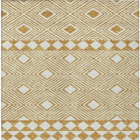 Gold And Ivory Geometric Washable Indoor Outdoor Area Rug Photo 8