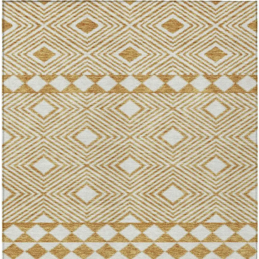 Gold And Ivory Geometric Washable Indoor Outdoor Area Rug Photo 8