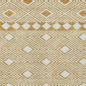 Photo of Gold And Ivory Geometric Washable Indoor Outdoor Area Rug