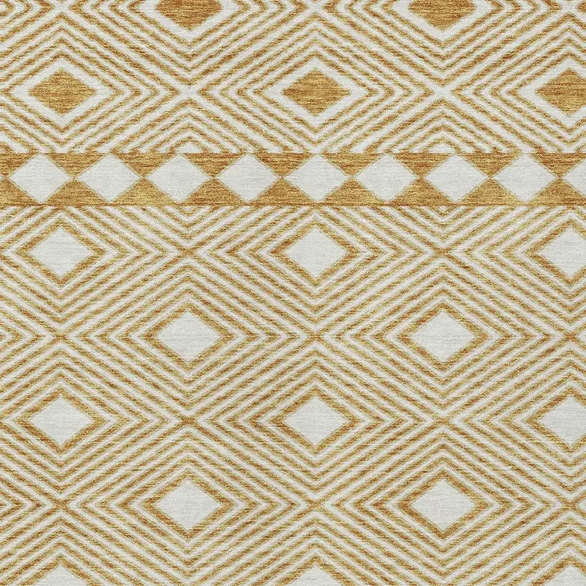Gold And Ivory Geometric Washable Indoor Outdoor Area Rug Photo 6