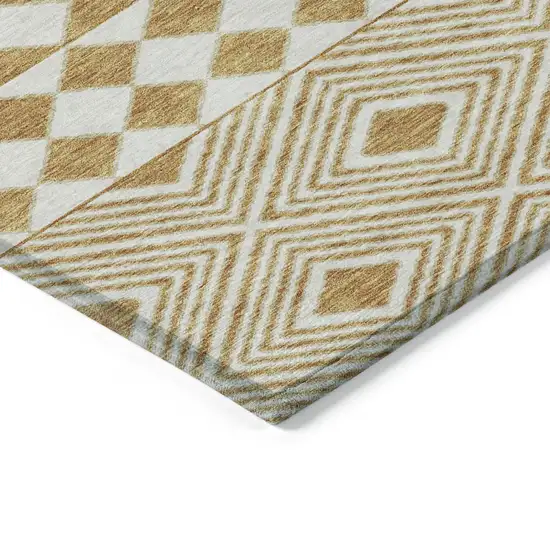 Gold And Ivory Geometric Washable Indoor Outdoor Area Rug Photo 5