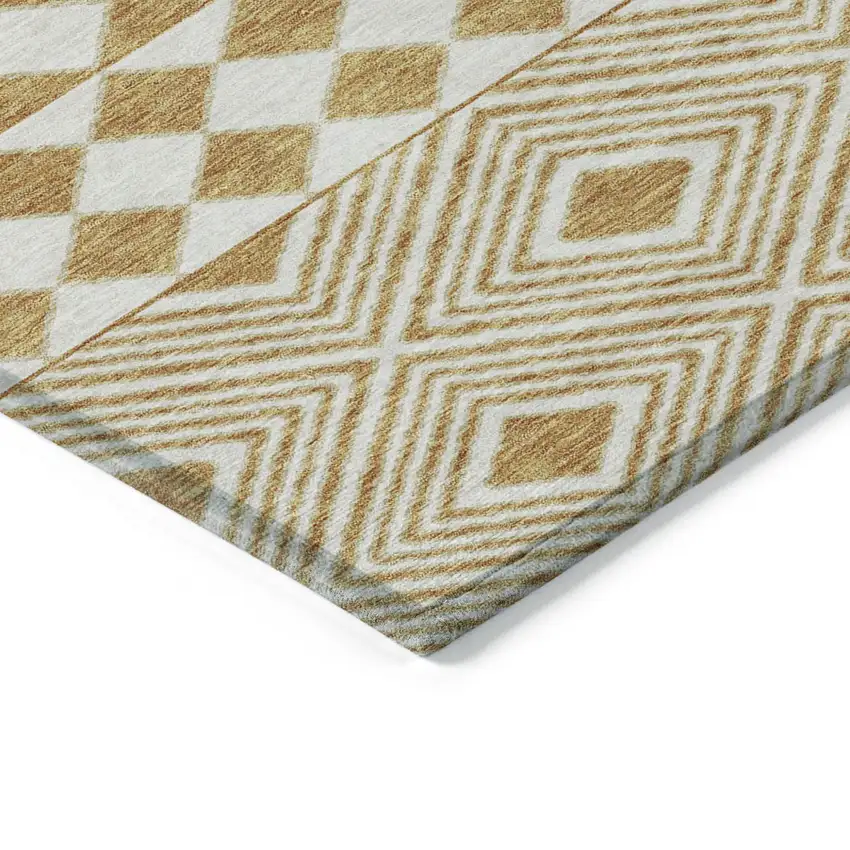 Gold And Ivory Geometric Washable Indoor Outdoor Area Rug Photo 5
