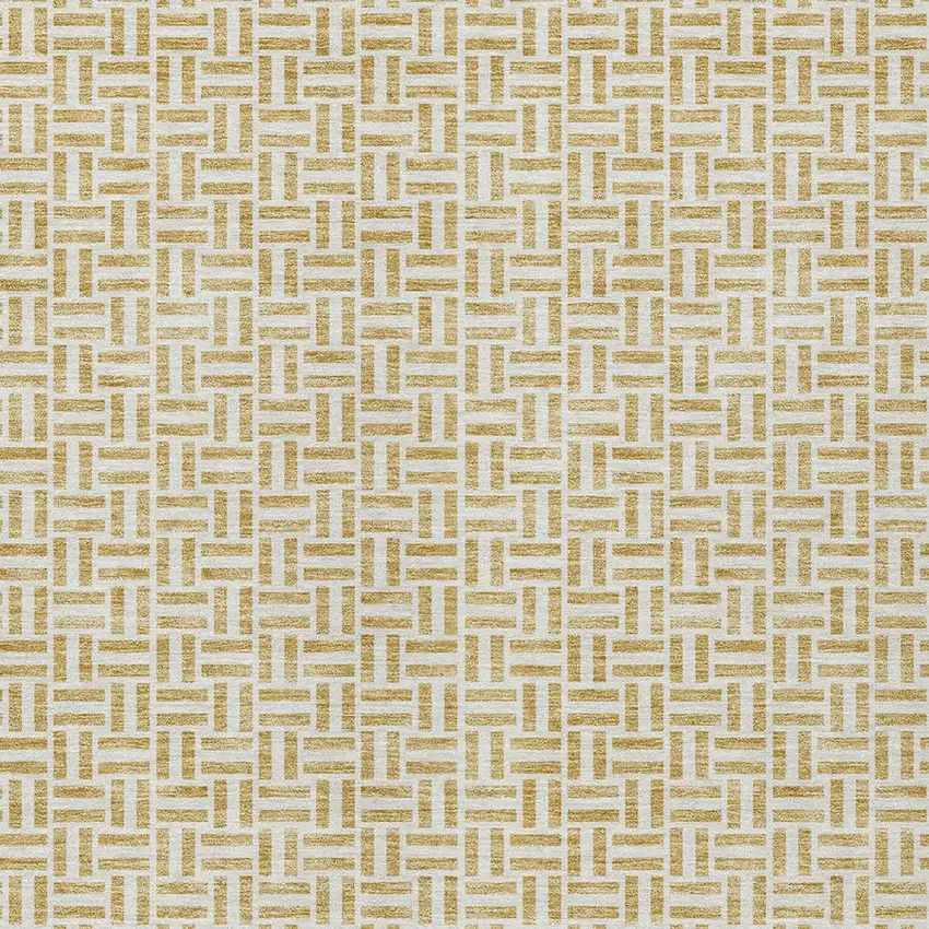 Gold And Ivory Geometric Washable Indoor Outdoor Area Rug Photo 7