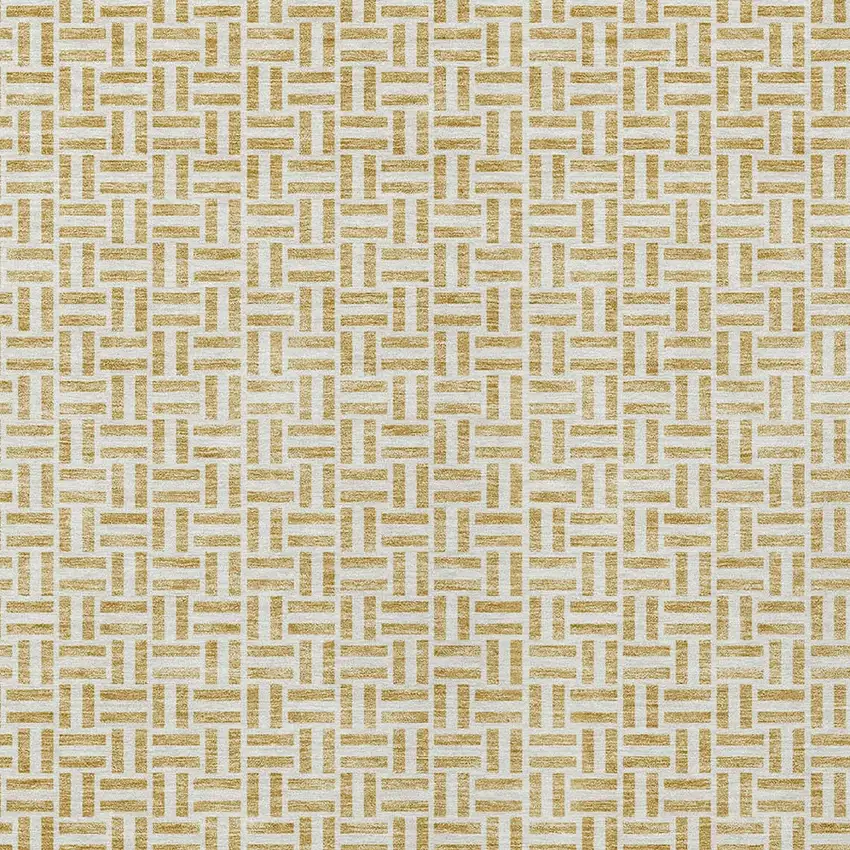 Gold And Ivory Geometric Washable Indoor Outdoor Area Rug Photo 7