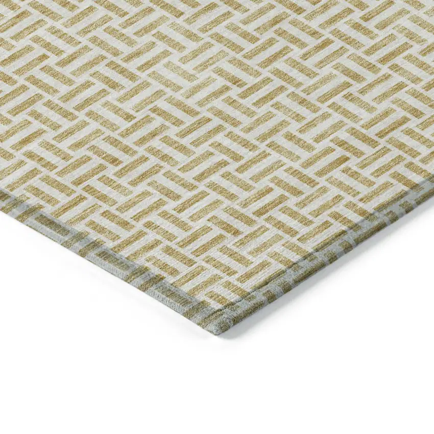 Gold And Ivory Geometric Washable Indoor Outdoor Area Rug Photo 5