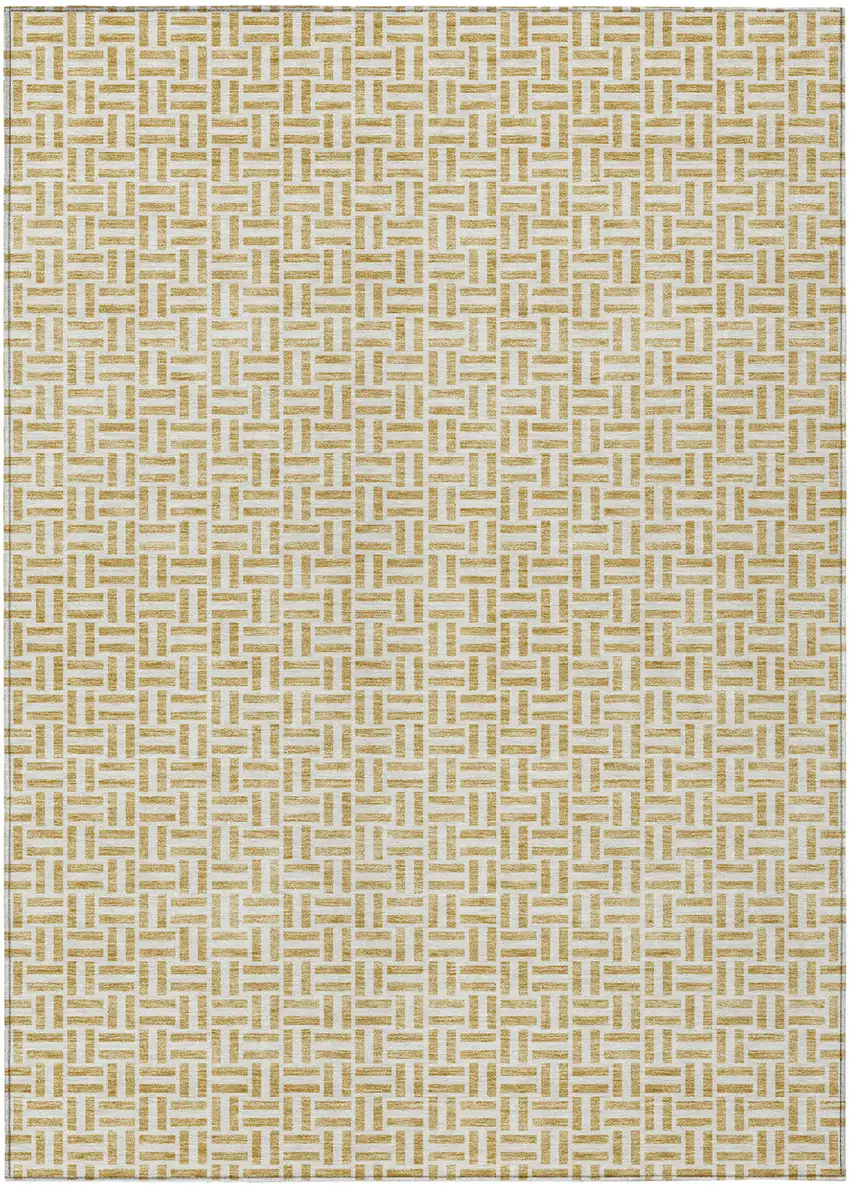 Gold And Ivory Geometric Washable Indoor Outdoor Area Rug Photo 2