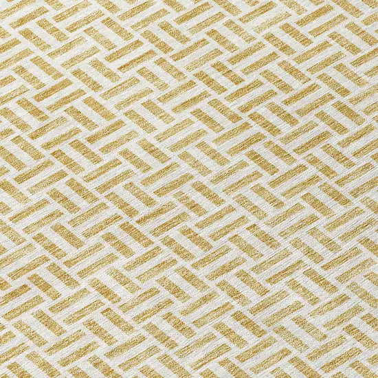 Gold And Ivory Geometric Washable Indoor Outdoor Area Rug Photo 6
