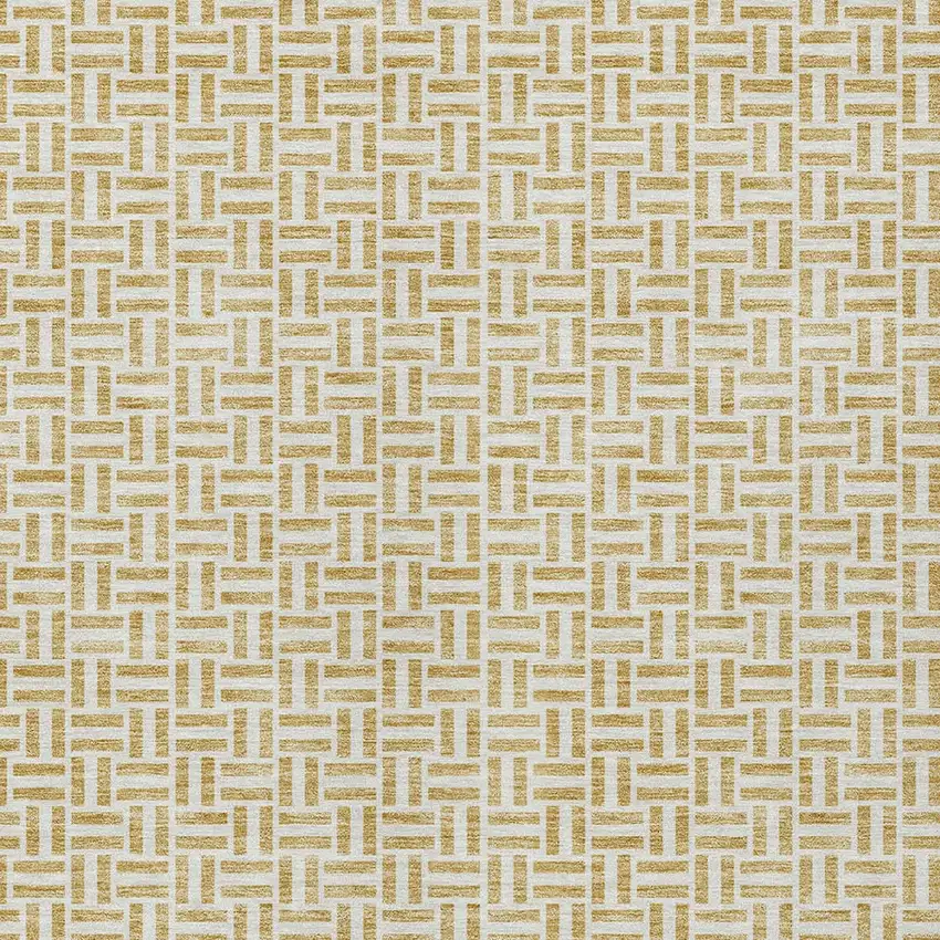 Gold And Ivory Geometric Washable Indoor Outdoor Area Rug Photo 7