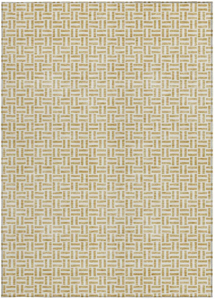 Gold And Ivory Geometric Washable Indoor Outdoor Area Rug Photo 8
