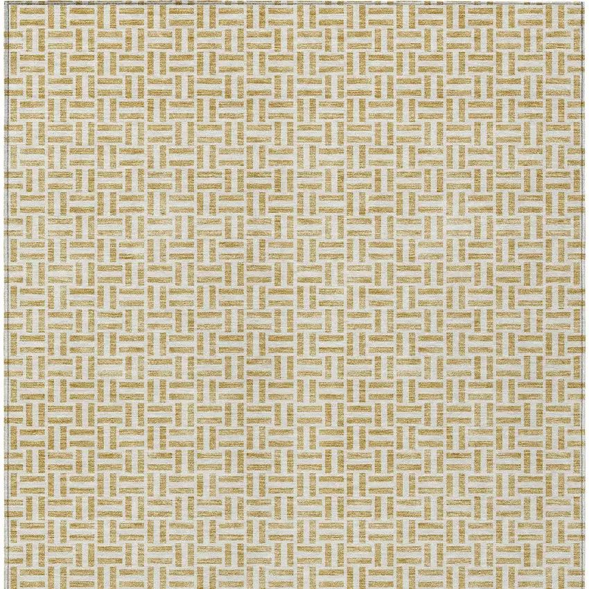 Gold And Ivory Geometric Washable Indoor Outdoor Area Rug Photo 7