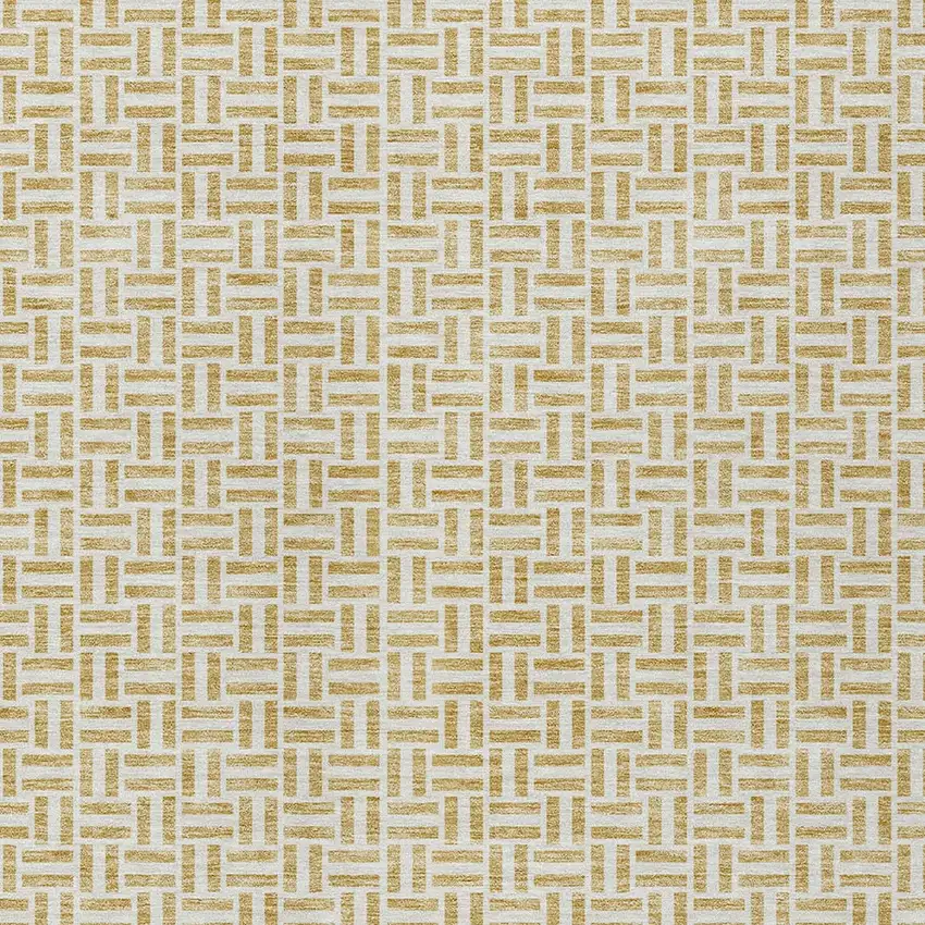 Gold And Ivory Geometric Washable Indoor Outdoor Area Rug Photo 7