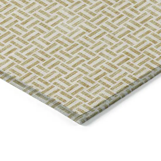 Gold And Ivory Geometric Washable Indoor Outdoor Area Rug Photo 5