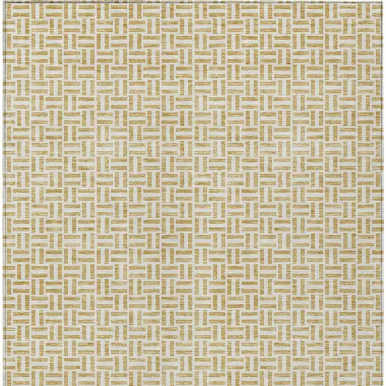 Gold And Ivory Geometric Washable Indoor Outdoor Area Rug Photo 8