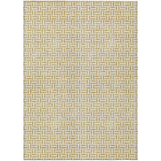 Gold And Ivory Geometric Washable Indoor Outdoor Area Rug Photo 2