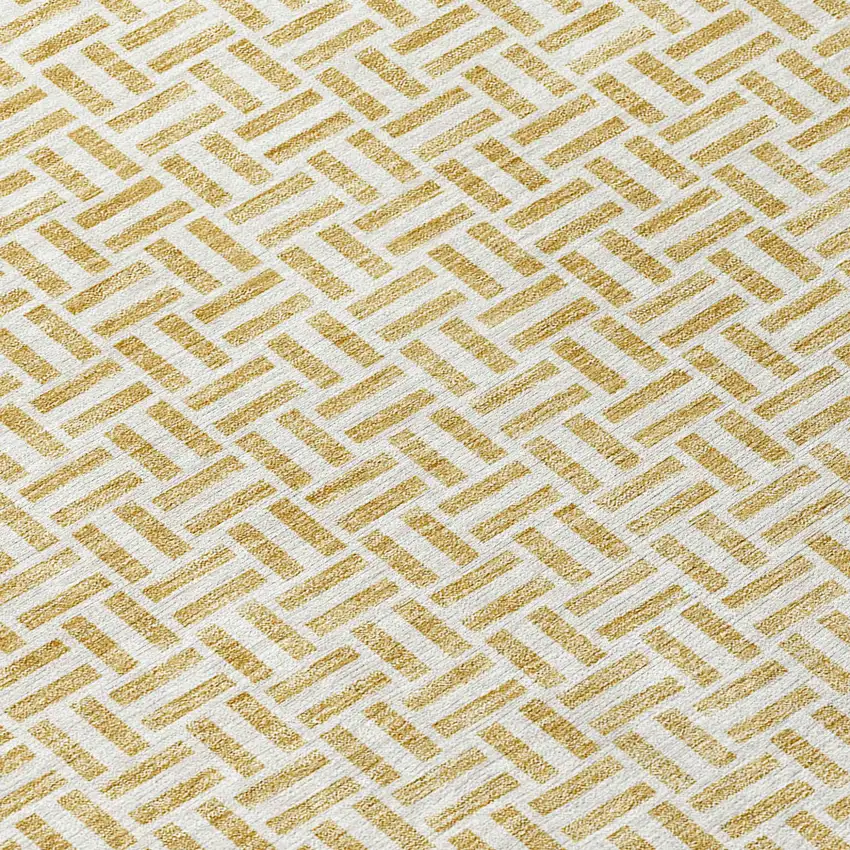 Gold And Ivory Geometric Washable Indoor Outdoor Area Rug Photo 6