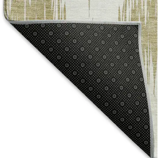 Gold And Ivory Ikat Washable Area Rug With UV Protection Photo 7