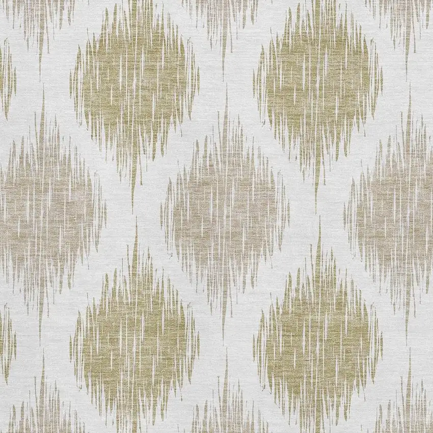 Gold And Ivory Ikat Washable Area Rug With UV Protection Photo 3