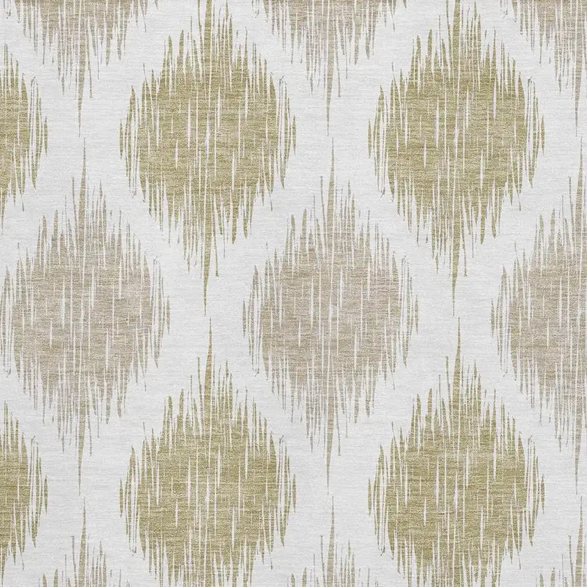 Gold And Ivory Ikat Washable Area Rug With UV Protection Photo 3