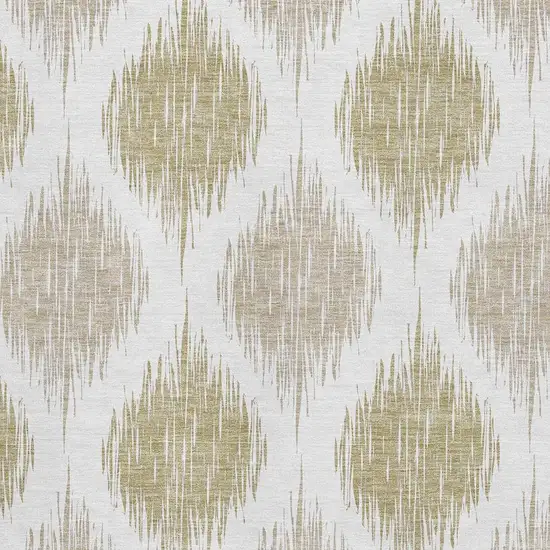Gold And Ivory Ikat Washable Area Rug With UV Protection Photo 3