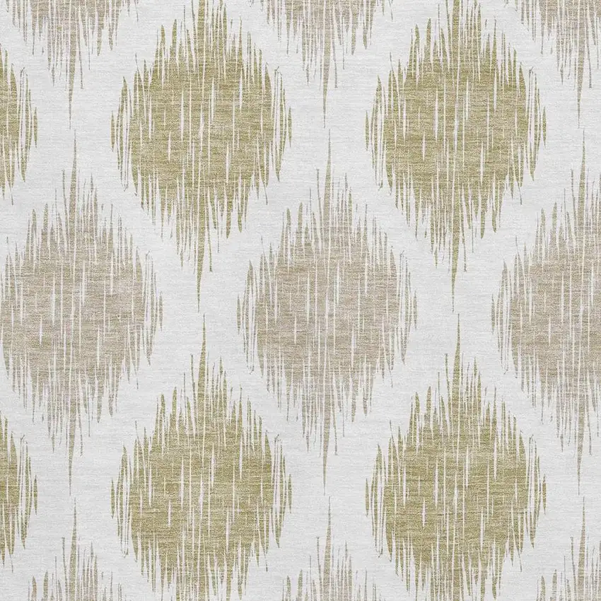 Gold And Ivory Ikat Washable Area Rug With UV Protection Photo 3