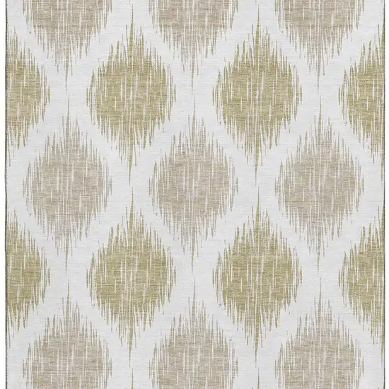 Gold And Ivory Ikat Washable Area Rug With UV Protection Photo 4