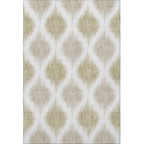Gold And Ivory Ikat Washable Area Rug With UV Protection Photo 4