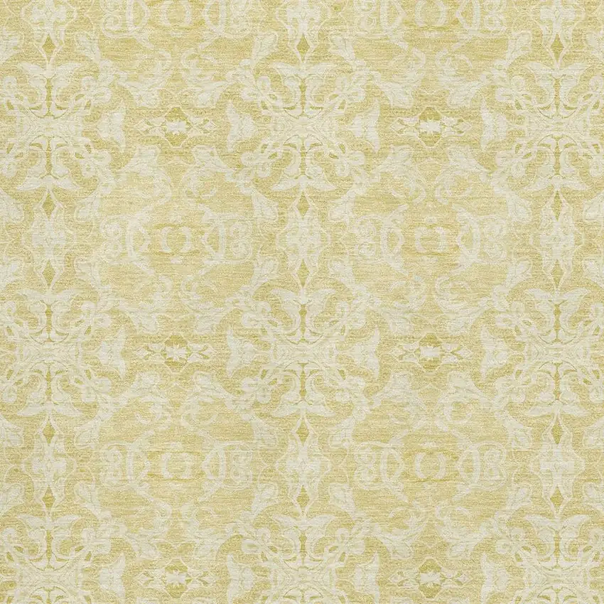 Gold And Ivory Medallion Washable Area Rug With UV Protection Photo 3