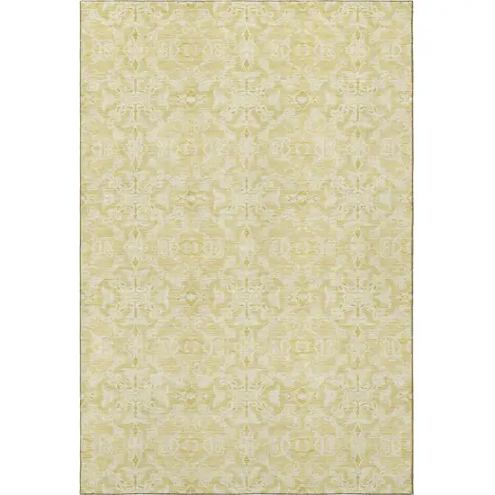 Gold And Ivory Medallion Washable Area Rug With UV Protection Photo 4