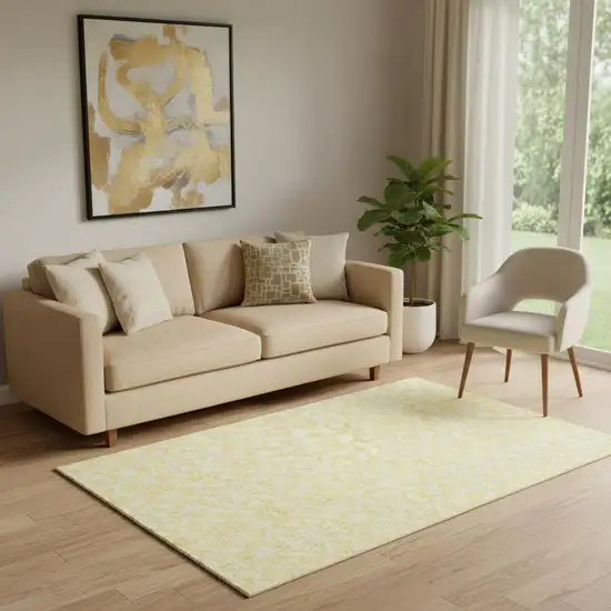 Gold And Ivory Medallion Washable Area Rug With UV Protection Photo 1