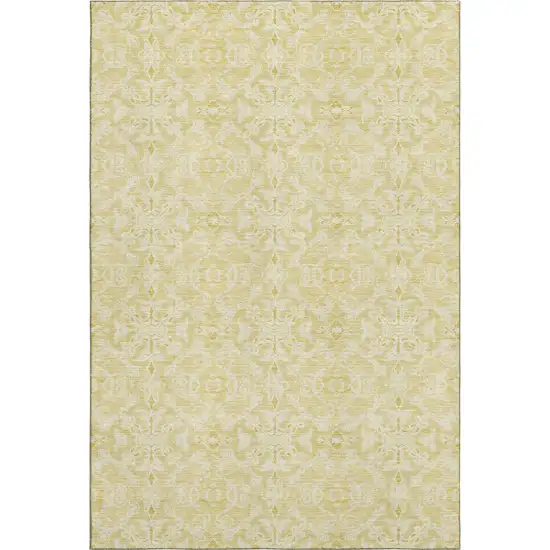 Gold And Ivory Medallion Washable Area Rug With UV Protection Photo 1