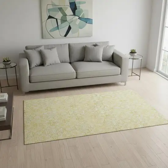 Gold And Ivory Medallion Washable Area Rug With UV Protection Photo 2