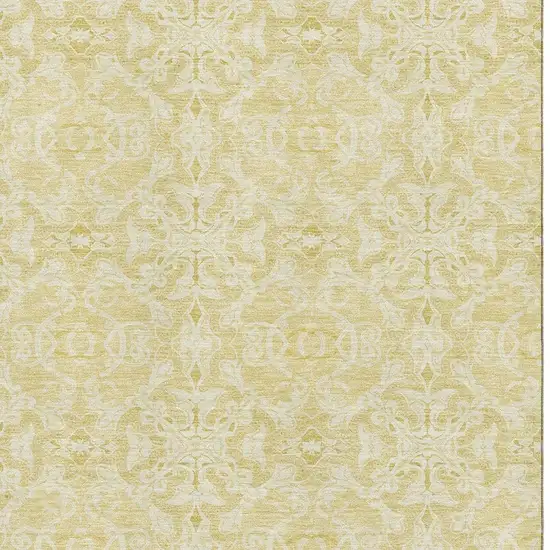 Gold And Ivory Medallion Washable Area Rug With UV Protection Photo 3