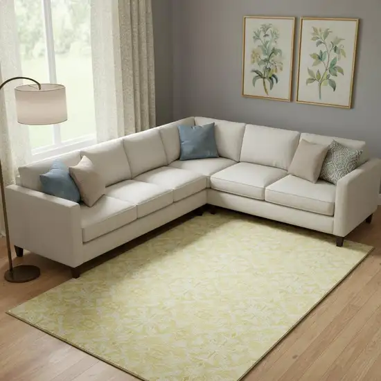 Gold And Ivory Medallion Washable Area Rug With UV Protection Photo 1