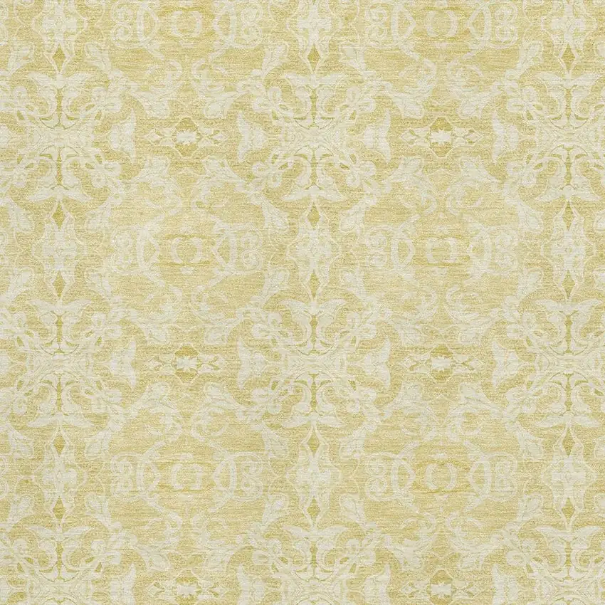 Gold And Ivory Medallion Washable Area Rug With UV Protection Photo 3